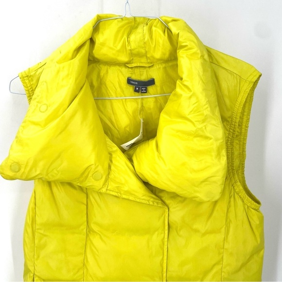 VINCE NWT Vince Neon Yellow Goose Down Magnetic Button Zipper Puffer Vest Jacket - Picture 2 of 6